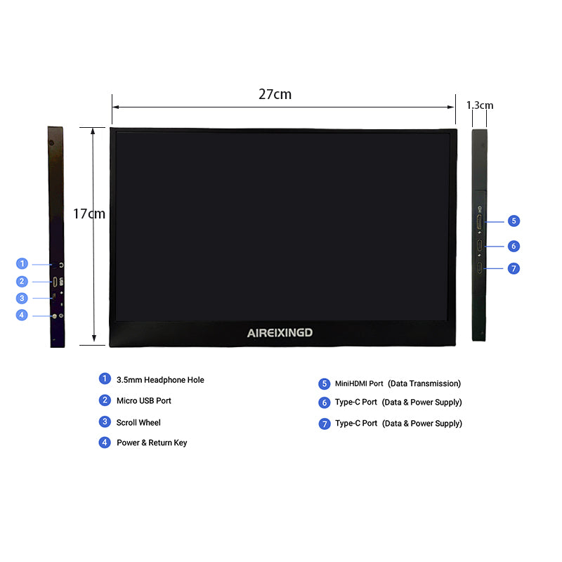 11.6 inch Portable monitor HD 1366X768 lcd display TFT gaming monitor for pc Raspberry Pi Laptop PS4 Xbox360 switch HDMI-Compatible