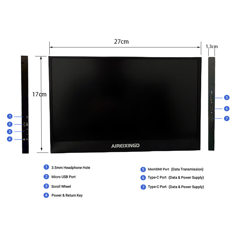 11.6“ Portable Monitor 768P LED Gaming Extended Display Laptop Second Screen For Switch/PS4/Xbox/Raspberry Pi/HDMI-Compatible