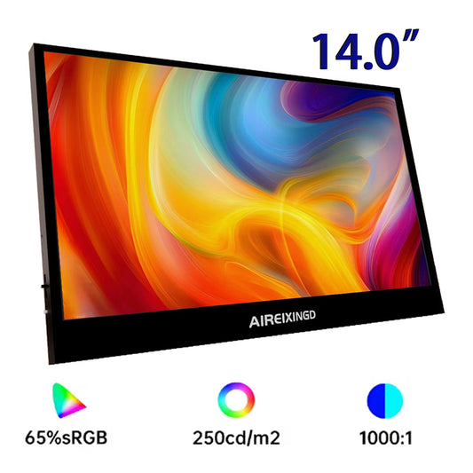 14.0" Portable Monitor 768P TN with USB C HDMI External Second Screen for Mac,Laptop,PC,Switch,PS,Xbox