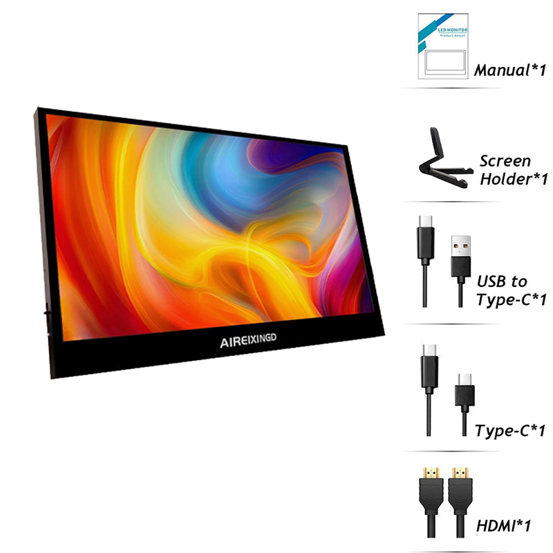 13.3" Portable Monitor 768P TN Panel USB C HDMI Second Screen for Laptop Mac PC Xbox Switch PS